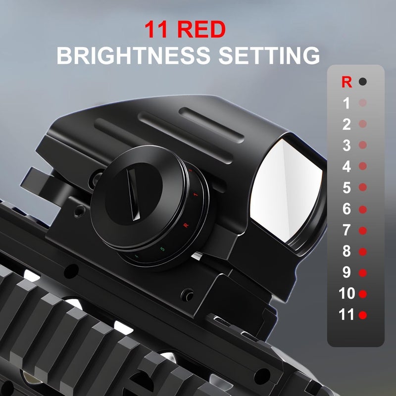 SVITVU Red Dot Sight, Red and Green, Reflex Rifle Scope Dot Sight with 4 Different Reticles, 20mm Rail Mount, Absolute Co-Witness - Image 3
